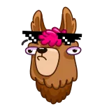 😎 lama, occhiali da sole, animale, cartone animato, adesivo, divertente telegram sticker