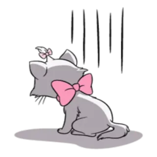 😨 Marie The Aristocats gato, gatito, lindo, animal, dibujos animados, Disney, Los Aristogatos, lazo rosa telegram sticker