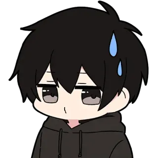 😅 anime, sweat, cute, black hair, cartoon, worried telegram sticker