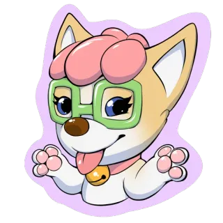 😜 dog, puppy, cartoon, animal, cute, kawaii, sticker telegram sticker