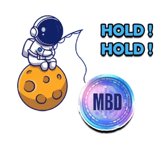 🤑 HOLD! HOLD! cryptocurrency, moon, astronaut, HODL, investing, meme telegram sticker