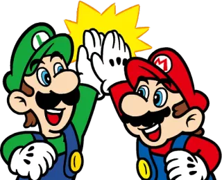 🤝 Mario and Luigi Mario, Luigi, High Five, Nintendo, Super Mario, Cartoon telegram sticker