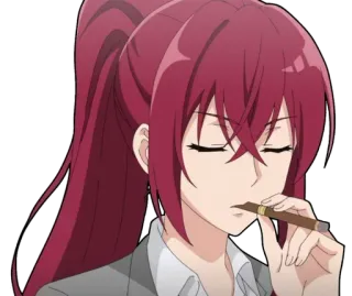 🚬 anime, kobieta, cygaro, bizneswoman, rude włosy, palenie telegram sticker