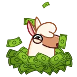 🤑 argent, liquide, cerf, lunettes, dessin animé whatsapp sticker