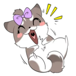 😄 cane, cucciolo, carino, cartone animato, animale, fiocco, felice, che ride telegram sticker