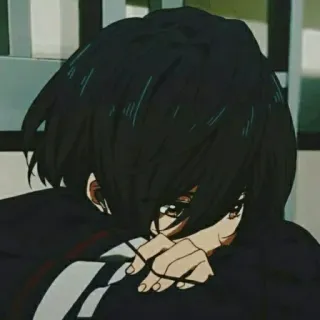 😔 Anime, Triste, Ragazzo, Adolescente, Capelli neri telegram sticker
