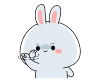 🎵 lapin, dessin animé, doigt d'honneur, geste offensant, lapinou whatsapp sticker