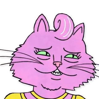 😁 кот, мультфильм, животное, розовый, персонаж telegram sticker