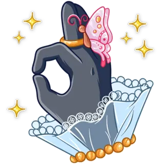 👌 Handgeste, OK Zeichen, beleidigend, Schmetterling, Kleid, Glitzer telegram sticker
