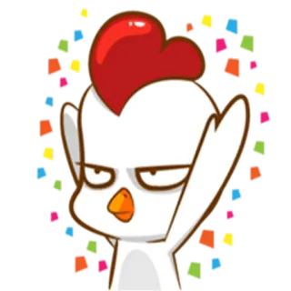 🎉 pollo, uccello, cartone animato, animale, carino, adesivo whatsapp sticker