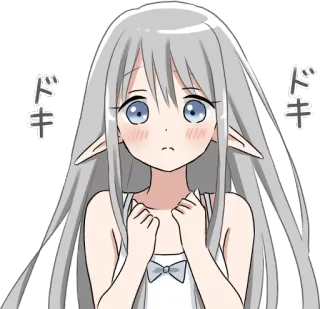 😳 ドキドキ Anime, Mangá, Elfo, Bonito, Garota, ドキドキ, Doki Doki whatsapp sticker