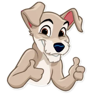 👍 chien, pouce en l'air, animal, dessin animé, autocollant, illustration telegram sticker