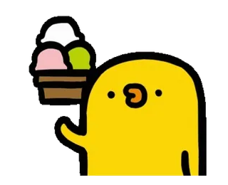🍦 personnage jaune, glace, dessert, mignon, nourriture, kawaii telegram sticker