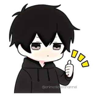 😁 anime, manga, chibi, cartoon, thumbs up, cute whatsapp sticker