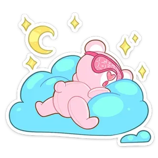 😴 urso, dormindo, nuvem, lua, estrelas, fofo, desenho animado telegram sticker