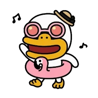 💬 오리, 만화, 동물, 귀여운, 여름, 해변, 안경 whatsapp sticker
