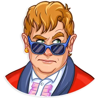 🤨 Elton John エルトン・ジョン, ミュージシャン, 歌手, 有名人, 漫画, 眼鏡 telegram sticker