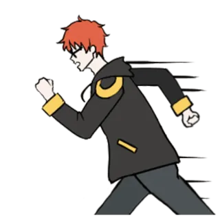 🏃‍♂️ 707 Mystic Messenger アニメ, 漫画, ランニング, Mystic Messenger, 707, キャラクター, かわいい telegram sticker