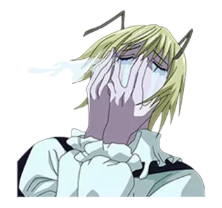 🙊 anime, crying, sad, character, blond hair, tears, emotion telegram sticker