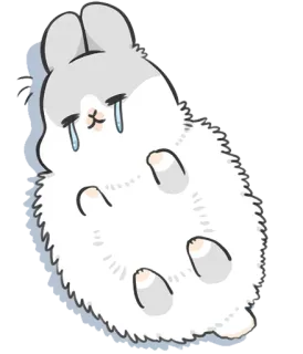 😁 conejo, lindo, triste, llorando, dibujos animados, animal, esponjoso telegram sticker