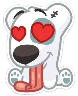 😜 собака, любовь, сердца, милый, мультик, наклейка whatsapp sticker