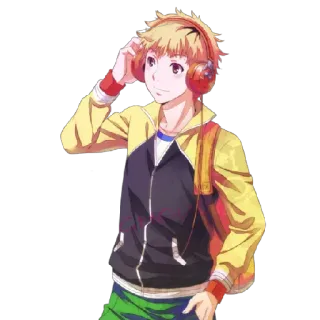 😎 Anime, Cuffie, Maschio, Personaggio, Giovane, Casual telegram sticker