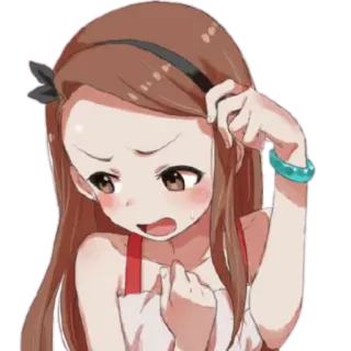 😳 anime, gadis, malu, kartun, keringat telegram sticker