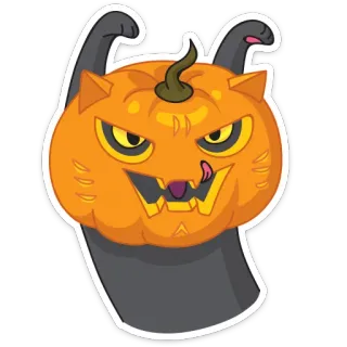 🎃 gato, calabaza, Halloween, pegatina, dibujos animados telegram sticker