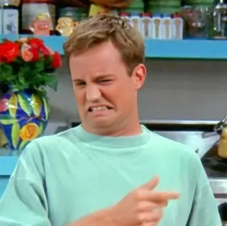 🤢 Chandler Bing Friends Chandler Bing, Friends, Matthew Perry, série TV, comédie, montrer du doigt whatsapp sticker