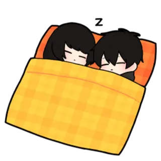 🖤 sleep, sleeping, cute, bed, couple, kawaii telegram sticker