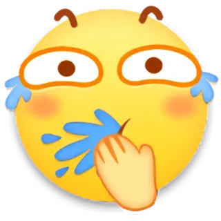 😂 emoji, płacz, smutny, żółty, wyraz, dłoń, obrzydzenie telegram sticker