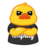 😎 duck tempuy duck, angry, crossed arms, yellow, cartoon, sticker telegram sticker