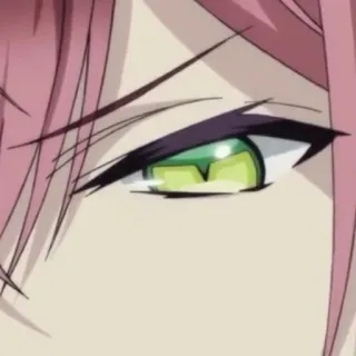 🍷 anime, eye, pink hair, green eye telegram sticker