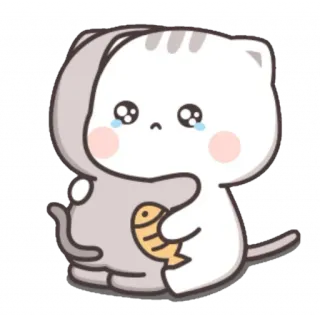 🍼 chat, pleurer, poisson, triste, kawaii, mignon telegram sticker