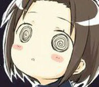 👀 anime, manga, cartoon, dizzy, spiral eyes, chibi, expression, funny whatsapp sticker