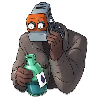😳 robot, botella, personaje, dibujo animado telegram sticker