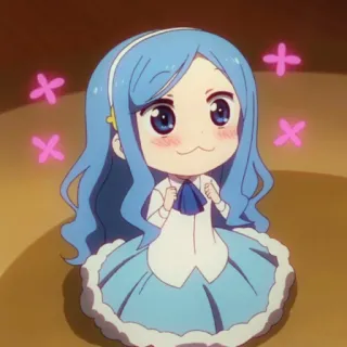 🦋 Anime, Chibi, Mignon, Fille, Cheveux bleus whatsapp sticker