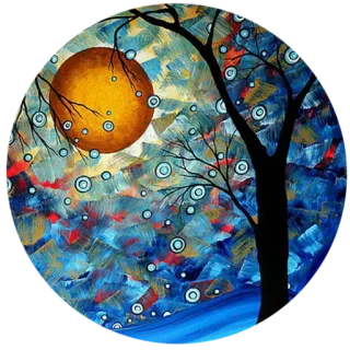 🌳 tree, moon, art, nature, illustration whatsapp sticker