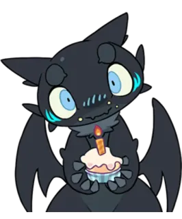 🍰 귀여운, 만화, 동물, 컵케이크, 박쥐, 축하, 행복한 telegram sticker