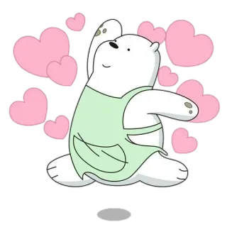 🥰 Ice Bear We Bare Bears cartoon, bear, cute, hearts, apron telegram sticker
