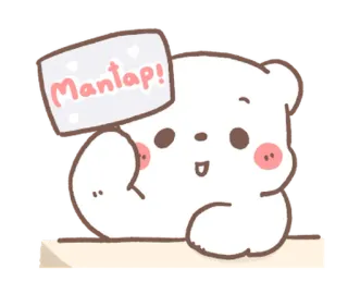 💬 Mantap! fofo, urso, mantap, positivo, desenho animado, adorável, desenho telegram sticker