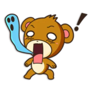 ❗️ Cartoon, Bär, Geist, Schockiert, Ausruf, Anime, Sticker telegram sticker