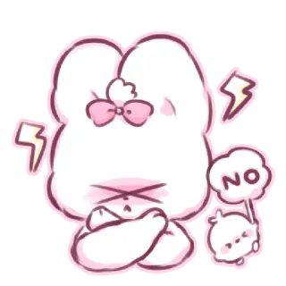 😡 NO 토끼, 귀여운, 만화, 화난, 분홍색, 아니오 telegram sticker