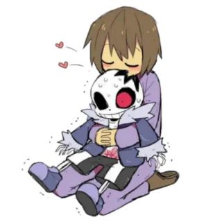 💋 Frisk Undertale undertale, squelette, horreur, mignon, jeu vidéo, fanart telegram sticker