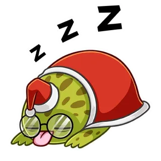 😴 ZZZ черепаха, спящий, мультфильм, рождество, шапка, ленивый whatsapp sticker
