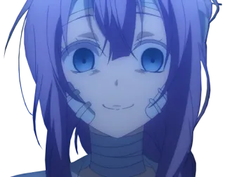 🙄 anime, girl, purple hair, character, smile whatsapp sticker