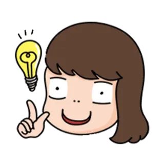 🐼 卡通, 想法, 灯泡, 思考, 女孩 telegram sticker