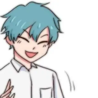 🎧 Anime, Desenho animado, Feliz, Personagem, Sorrindo, Menino, Masculino whatsapp sticker