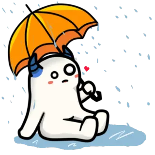❤ cute, cartoon, ghost, umbrella, rain, sad, monster telegram sticker