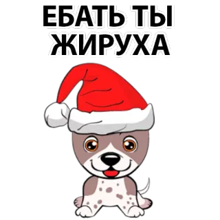 😟 ЕБАТЬ ТЫ ЖИРУХА dog, insult, russian, offensive, cartoon, christmas telegram sticker